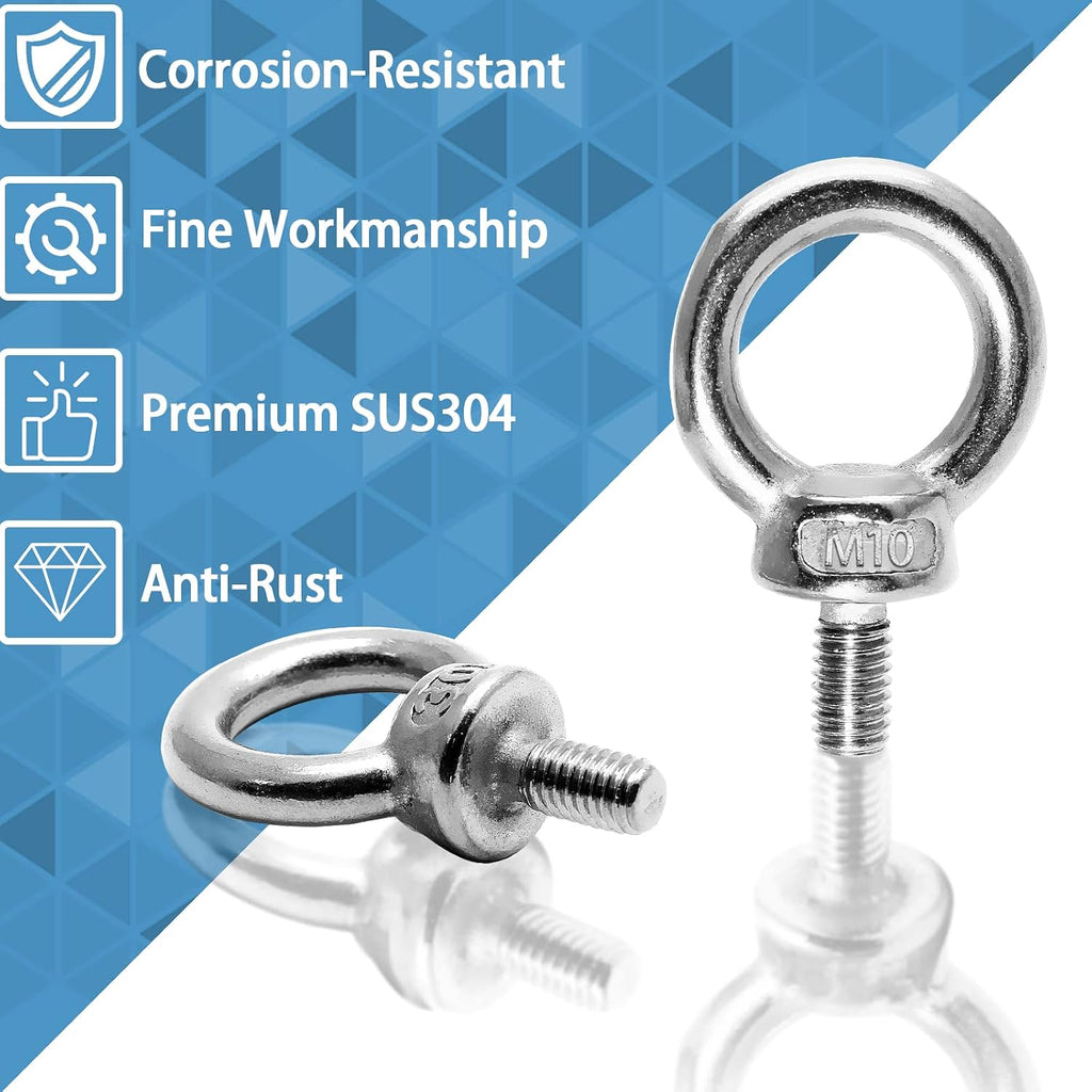 M10 Eye Bolt, 4pcs, Machinery Shoulder Lifting Ring