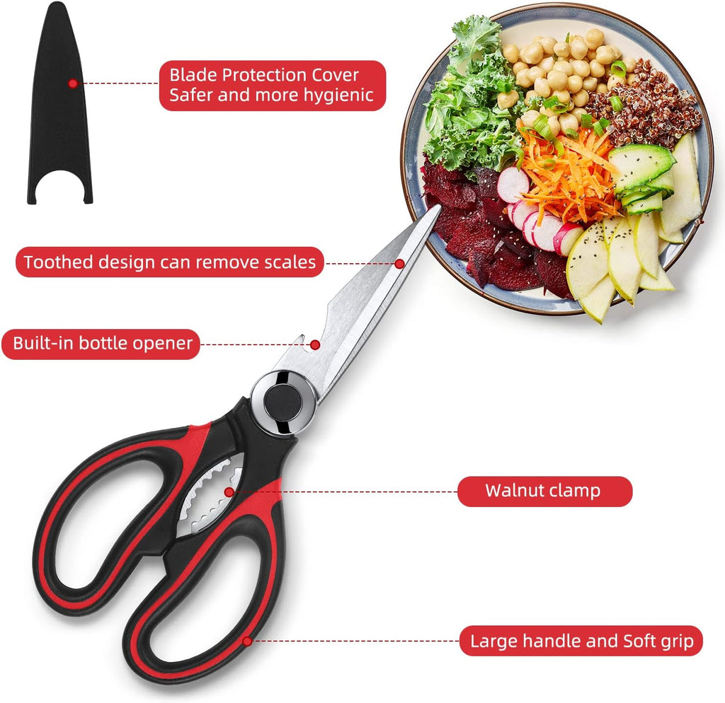 Heavy Duty Kitchen Scissors 2-Pack, Ultra Sharp Stainless Steel Meat Shears for Spatchcocking Chicken, Poultry, Fish