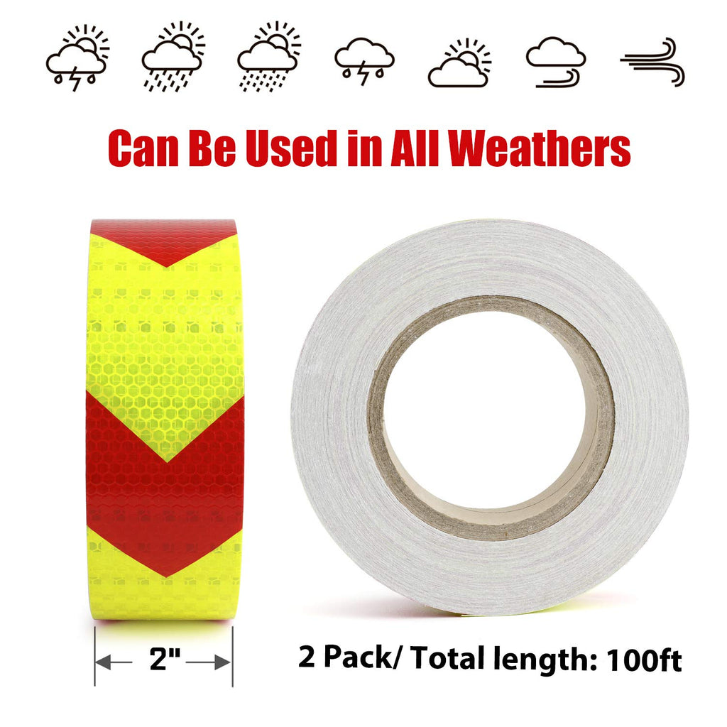 Arrow Reflective Tape for Trailers, Red/Yellow, 2in x 100ft