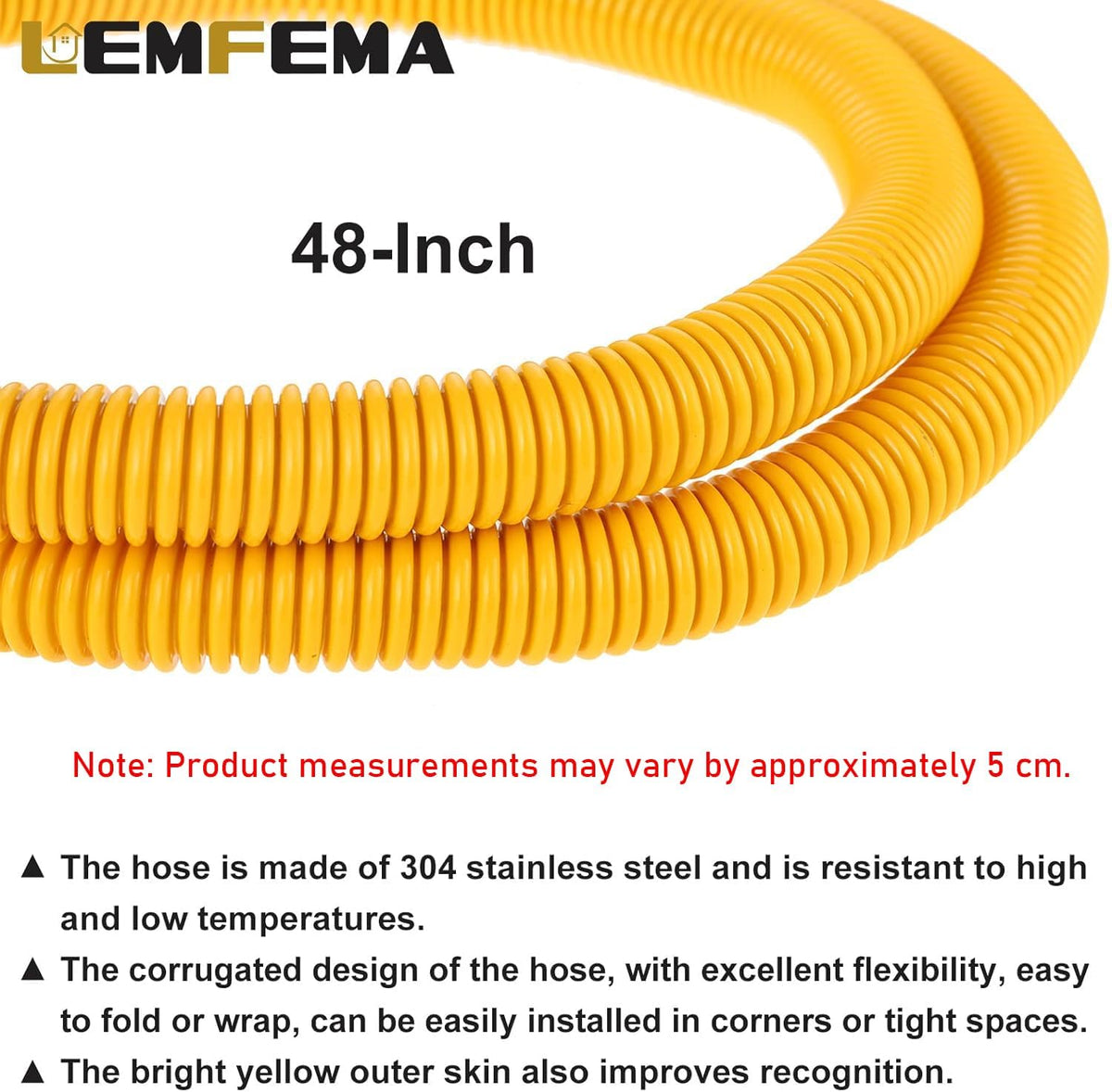 48"Gas Hose Connector Kit Gas Line for Dryer, Water Heater, Stove