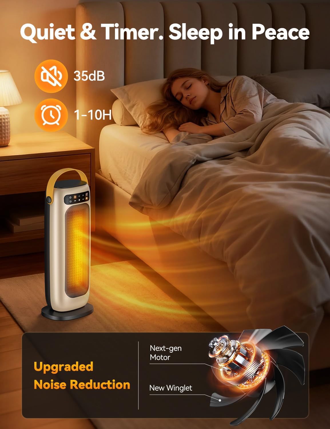 Space Heater, 1500W PTC Ceramic Electric Heaters for Indoor Use with Remote, 4 Levels Room Heater with LED Touch
