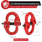 Lechansen G80 Safety Chain Connector Link, 1/2" Hammerlock Coupling Link