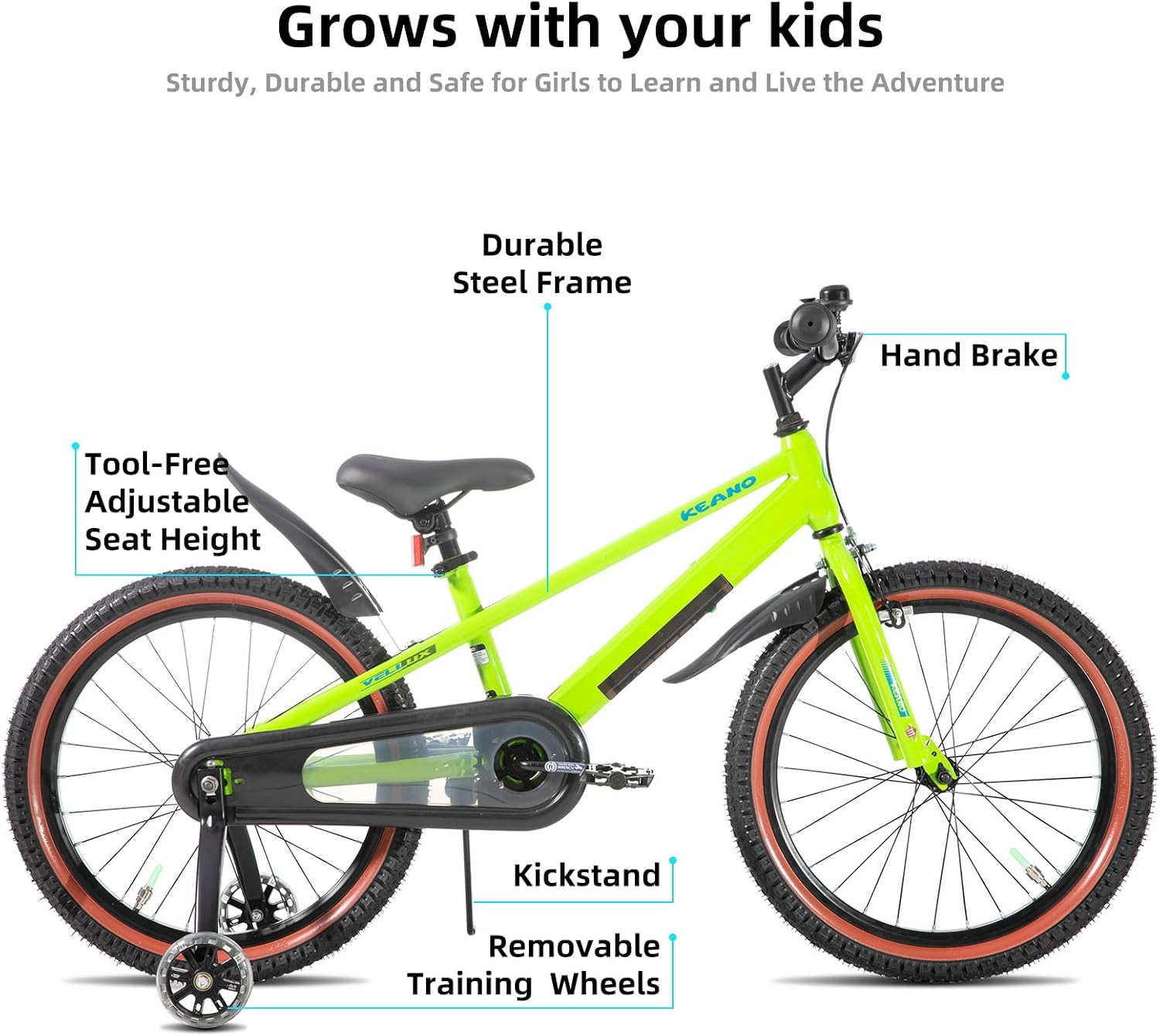 12-20" Kids Bike for 3-10 Yrs, Light-Up Training Wheels | Light-Up Frame Kids' Bicycle for Boys Girls Ages 3-10 First