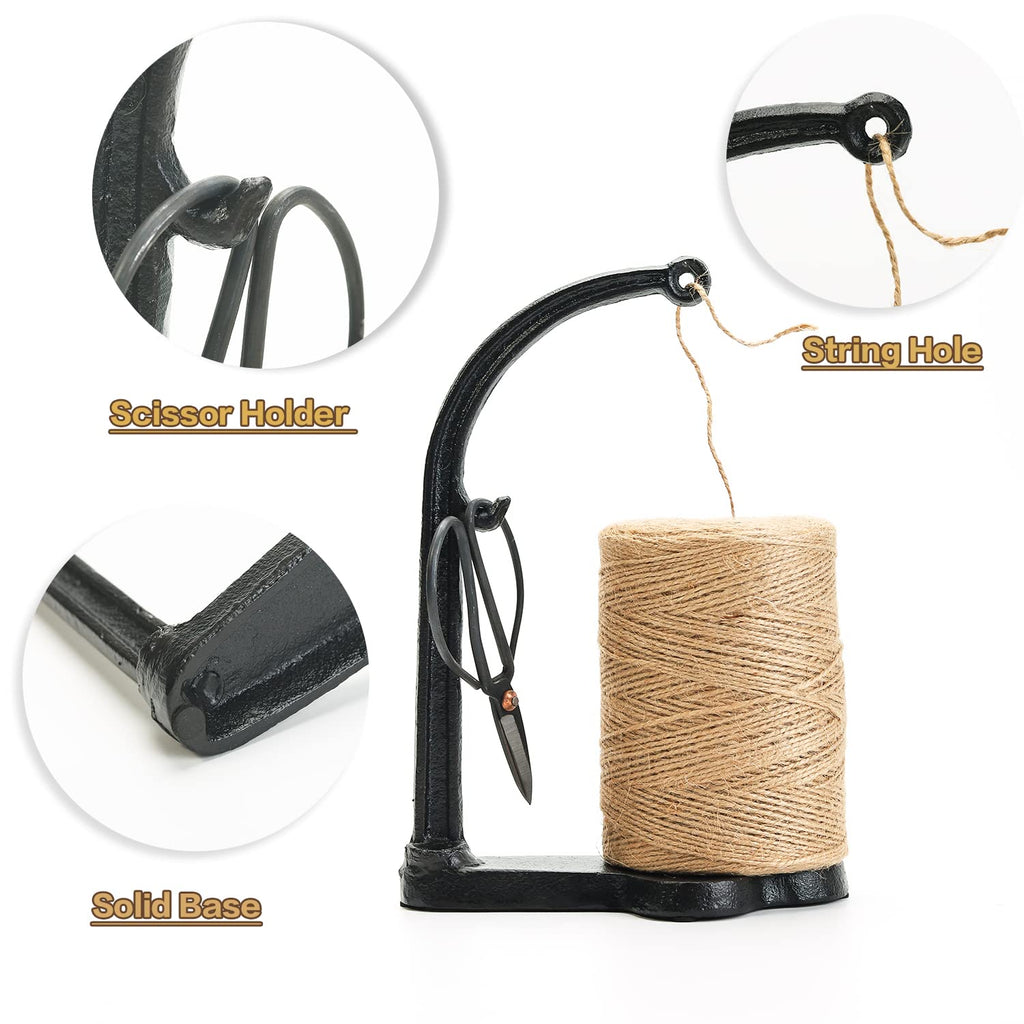 Cast Iron Twine Holder Set - Twine String & Rope Rack & Scissor