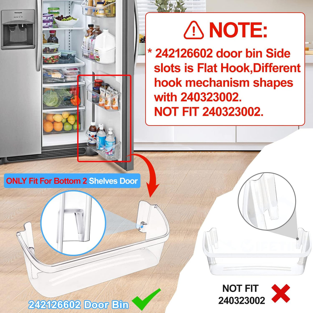 242126602 LFSS2612TF0 Refrigerator Door Bin for Frigidaire Door Shelf Parts