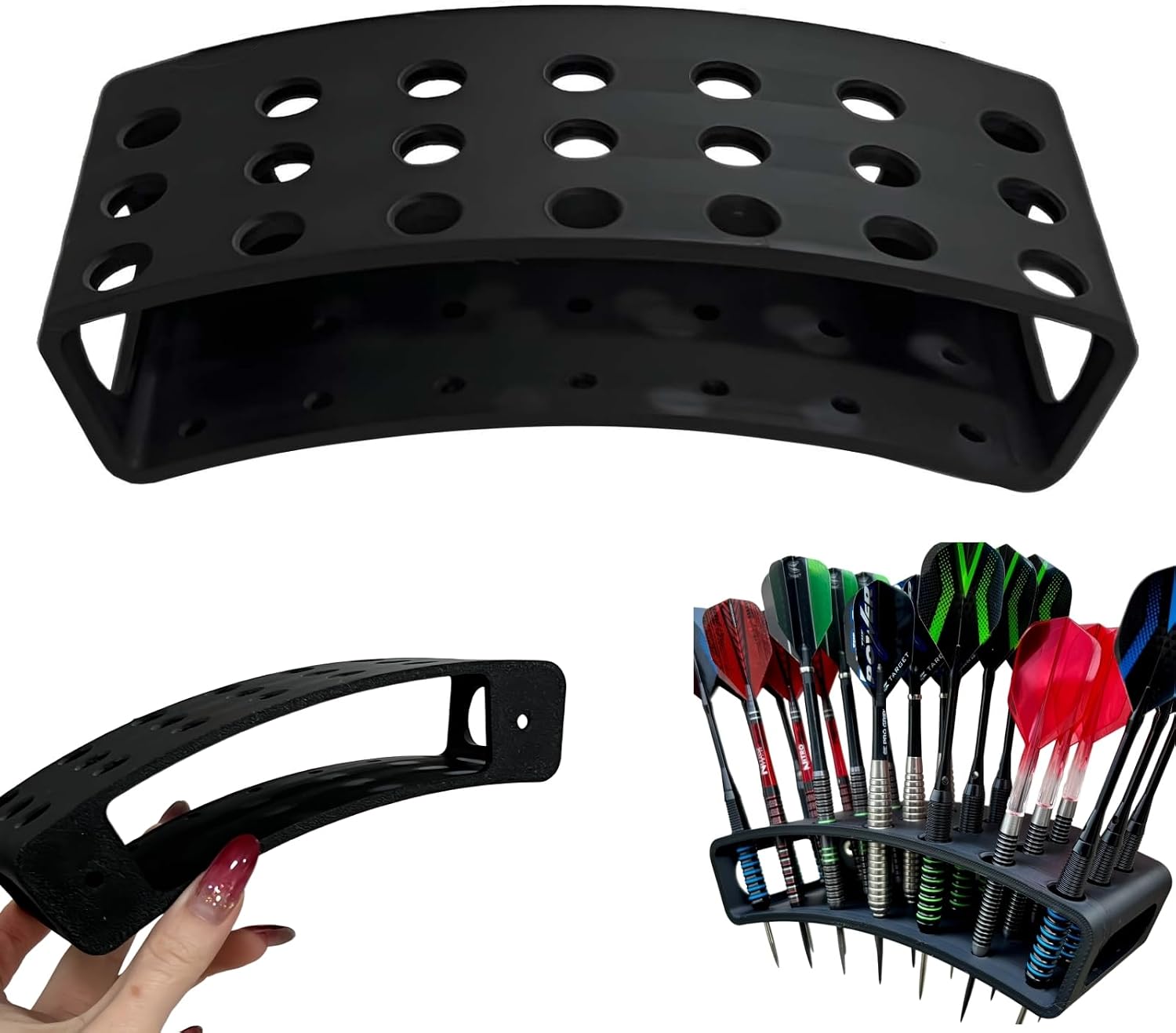 Dart Holder Wall Mount, 21-Dart Capacity Holder, 21 Tip Darts Storage and Display Rack | Game Room Organizer