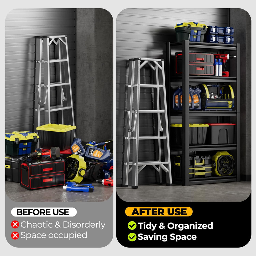 5-Tier Storage Shelves, 72" H Heavy Duty(3000LBS Capacity) Adjustable Garage Shelving, Metal Storage Utility Rack