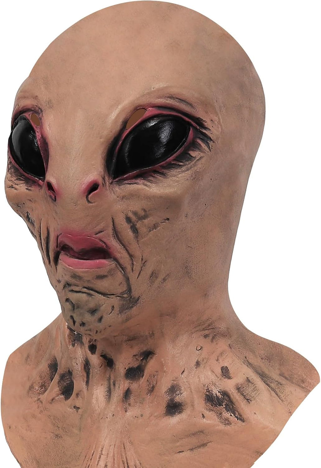 Alien Mask with Neck Scary Alien Head Latex Mask for Halloween Costume Party Prop