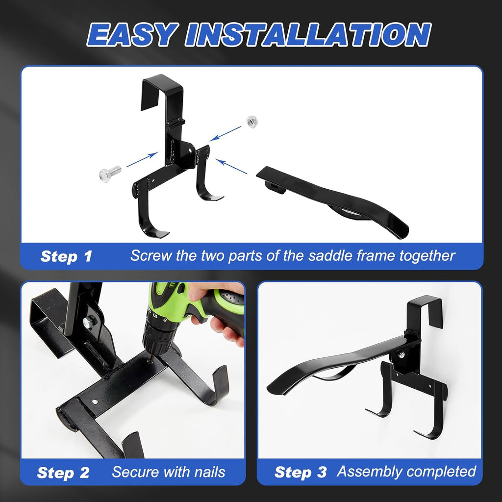 2 Pcs Folding Portable Saddle Rack, Hangs on StallWalls or Doors, Removable Horse Saddle Rack Stand
