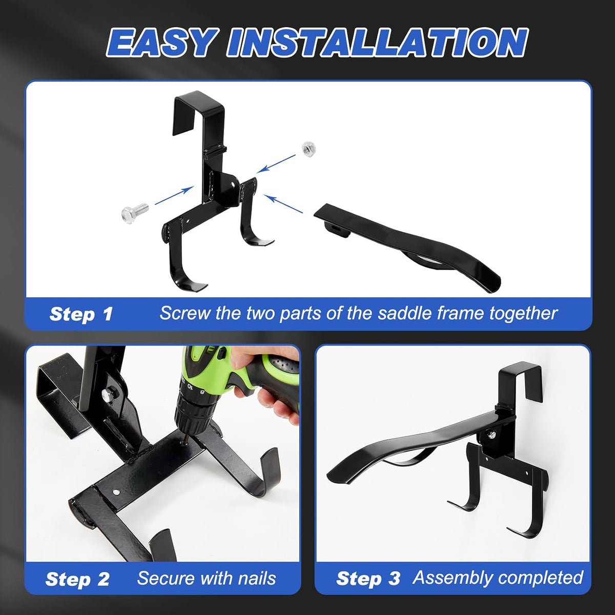 2 Pcs Folding Portable Saddle Rack, Hangs on StallWalls or Doors, Removable Horse Saddle Rack Stand