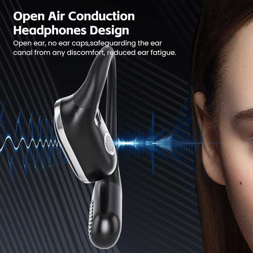 Open Ear Wireless Earbuds Bluetooth Headphones, 80H Playtime Stereo Ear Buds with ENC Noise Cancelling, Fast