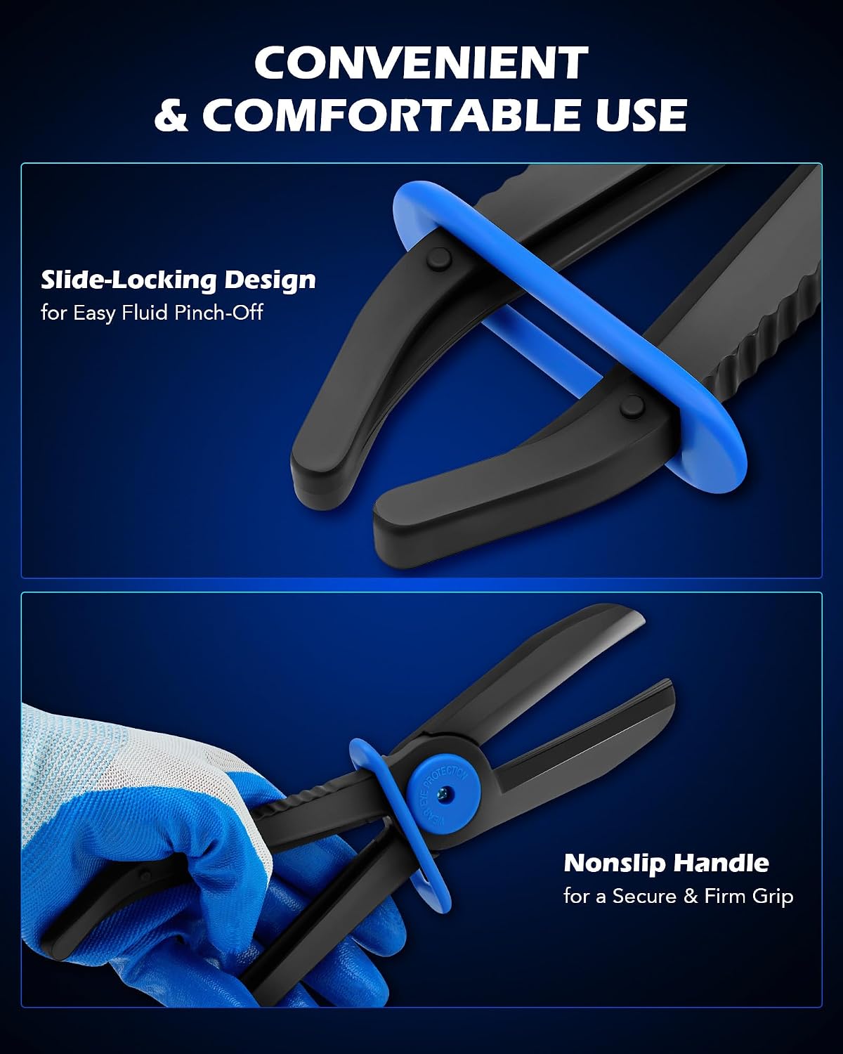Hose Pinch Off Pliers, 3 Piece Long Reach Hose Clamp Pliers Set for Flexible Hoses Brake Coolant Radiator Vacuum Fuel