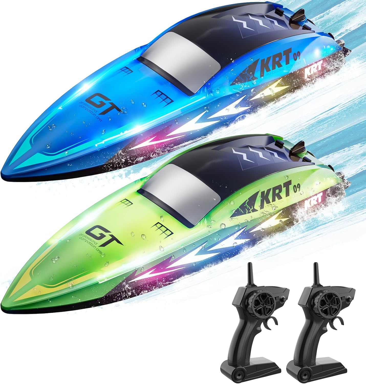 RC Boat for Kids Remote Control Boats Pool Lakes Bathtub Toy | 8 LED Light Modes,Whole Body Waterproof,Low