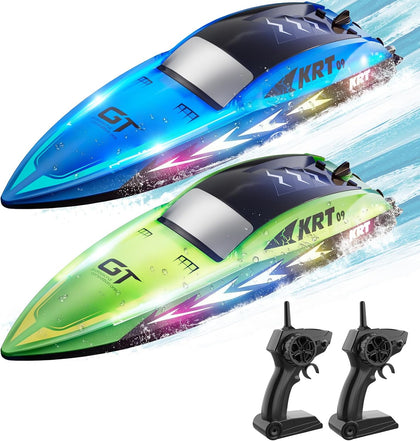 RC Boat for Kids Remote Control Boats Pool Lakes Bathtub Toy | 8 LED Light Modes,Whole Body Waterproof,Low