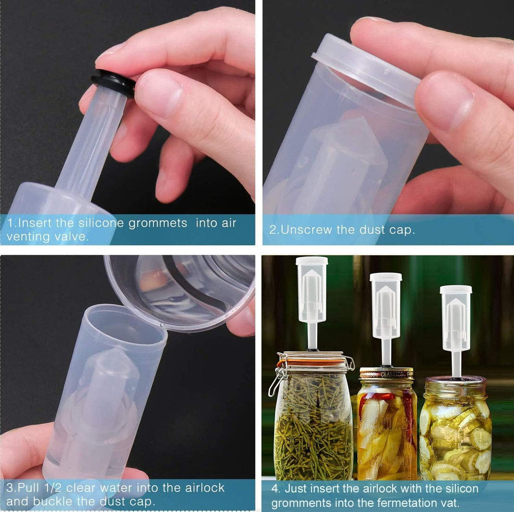 Airlock Set for Fermentation,12 Pieces Silicone Grommets and 6 Pieces Plastic Airlock for Preserving,Brewing, Beer