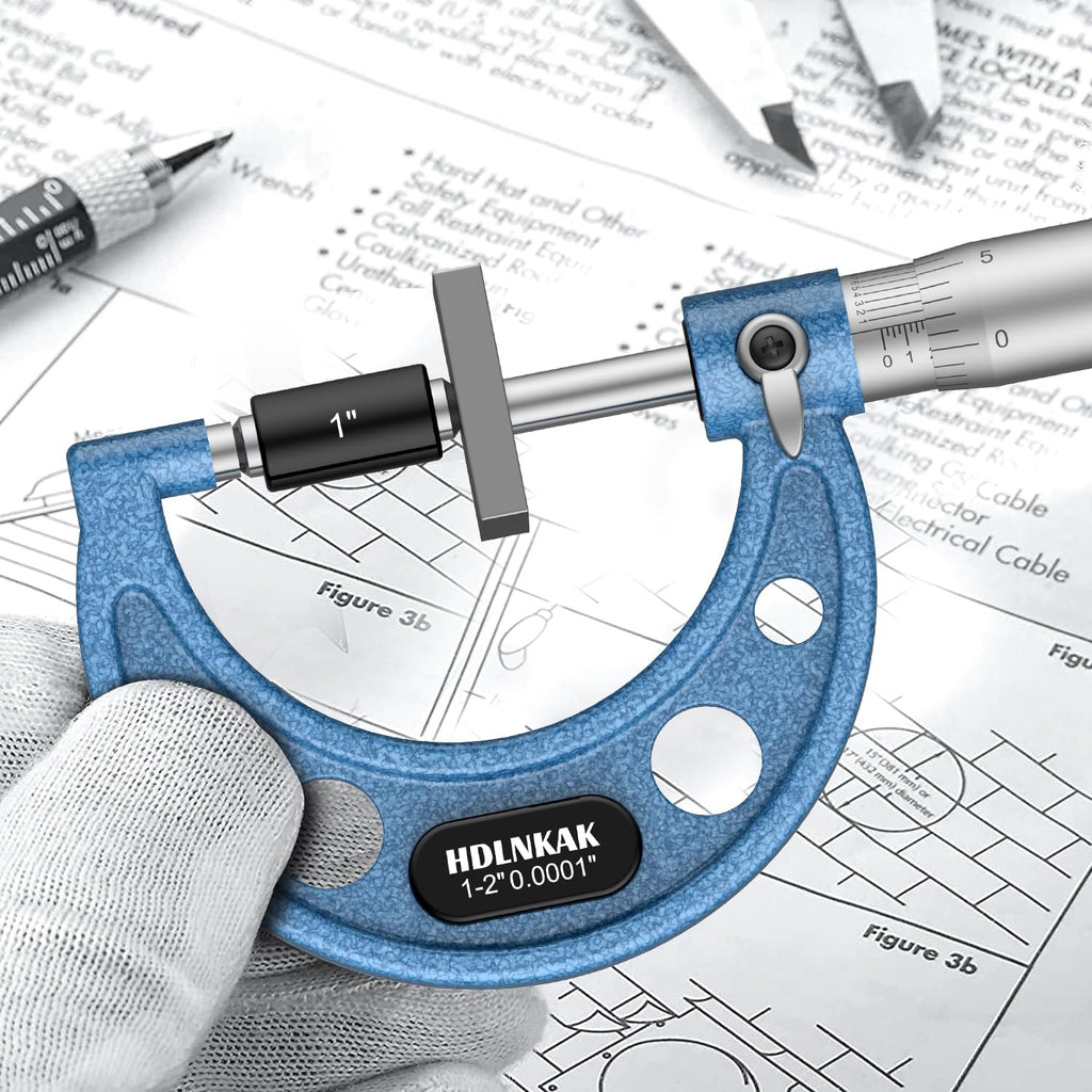 HDLNKAK Outside Micrometer 1-2", 0.0001" Graduation Micrometer Set
