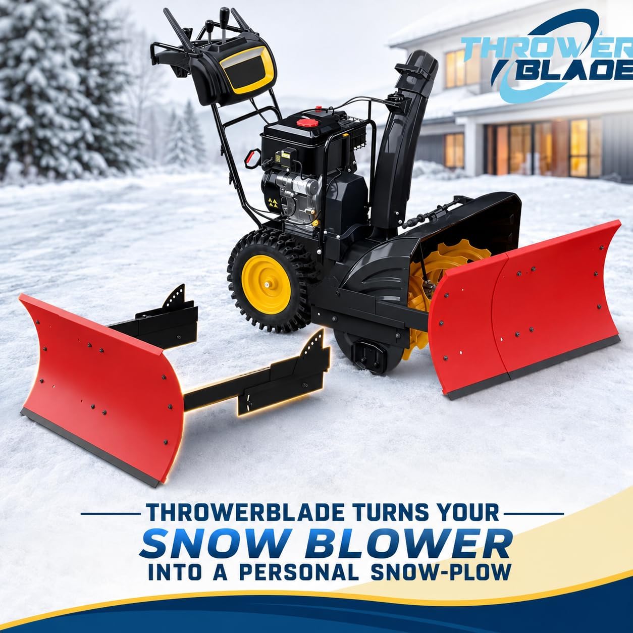 Throwerblade Snowplow Kit with (Blade, and Hardware Included) – Heavy-Duty Snow Plow Blade - Quick & Efficient Snow