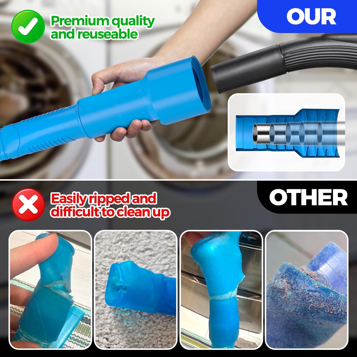2 Pieces Dryer Vent Cleaner Kit, Dryer Lint Vacuum Attachment and Flexible Dryer Lint Brush, Dryer Vent Vacuum Hose