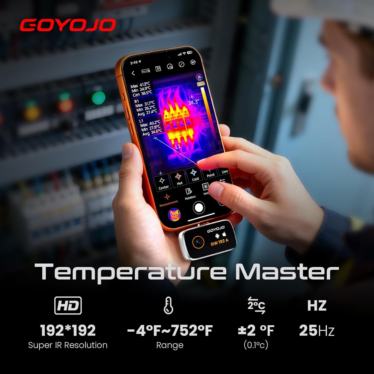 Thermal Imaging Camera for Android/iphone 15/16/17 iOS Series 192x192 IR Resolution– Water Leak Detection HVAC