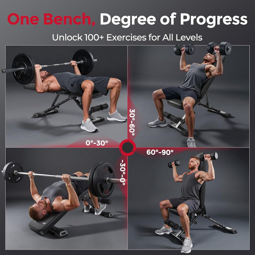 WB5 Weight Bench, ASTM-Certified 800LBS Adjustable Weight Bench Workout Bench Foldable for Home Gym, 90° to -30° FID