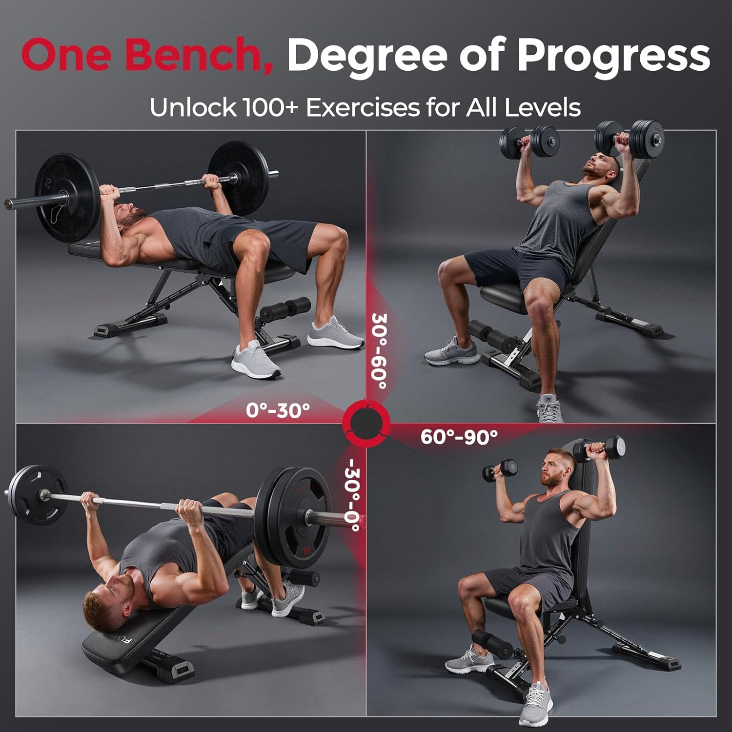 WB5 Weight Bench, ASTM-Certified 800LBS Adjustable Weight Bench Workout Bench Foldable for Home Gym, 90° to -30° FID