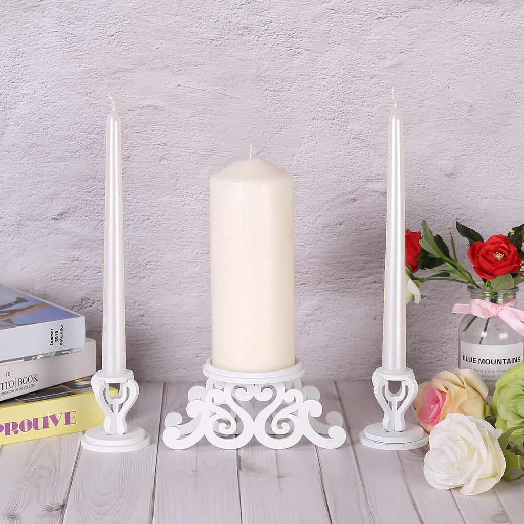 Wooden Unity Candle Holder Set, Wedding Ceremony Centerpiece Decor