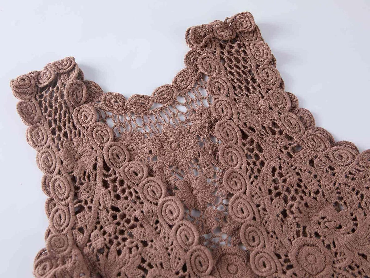Girls Crochet Vest Cardigan with Fringe V-Neck Sleeveless Boho Vest Hollow Out Cardigan