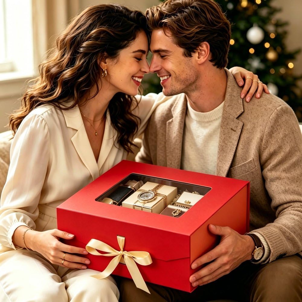 Red Large Gift Box with Magnetic Lids 13.2x11x5.3 Inches 5 Pack