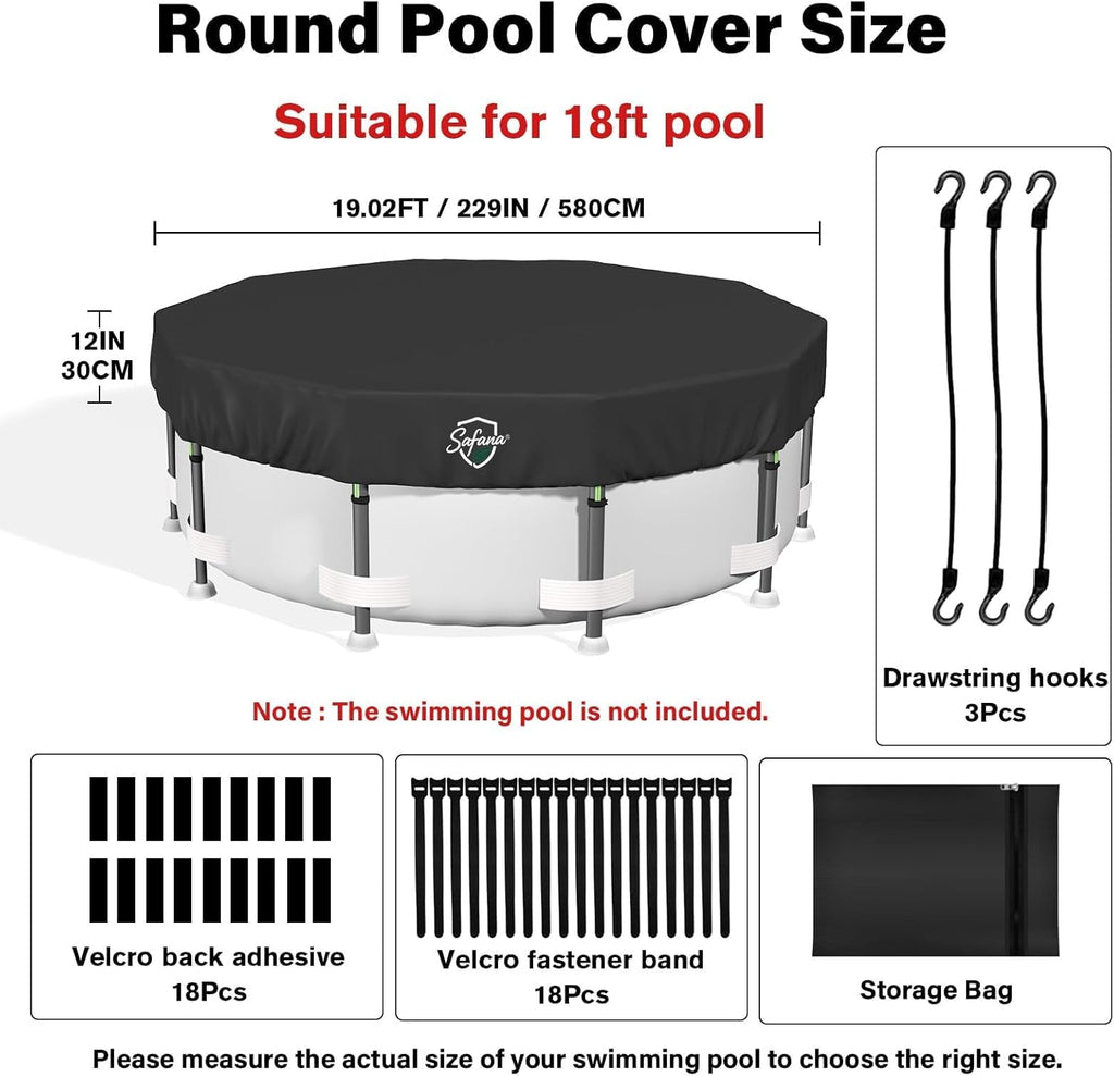 18FT Round Pool Covers for Above Ground Pools, Round Swimming Pool Cover [Upgrade 420D Thicker] Protective Leaf