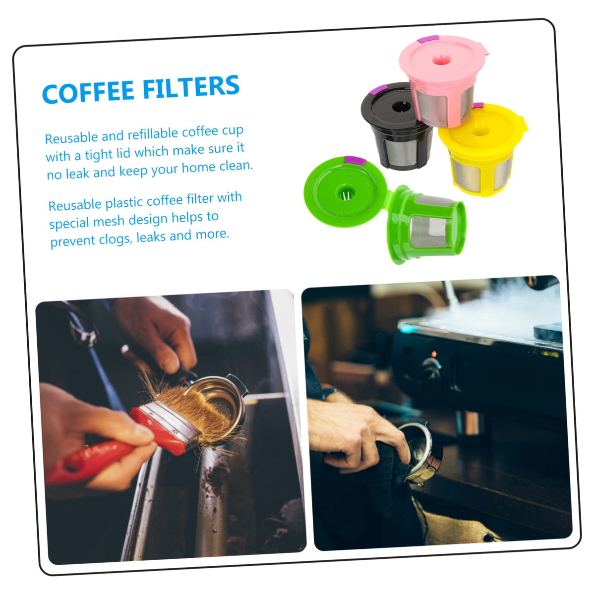 4pcs Reusable Coffee Machine Filters for Espresso and Drip Brewers