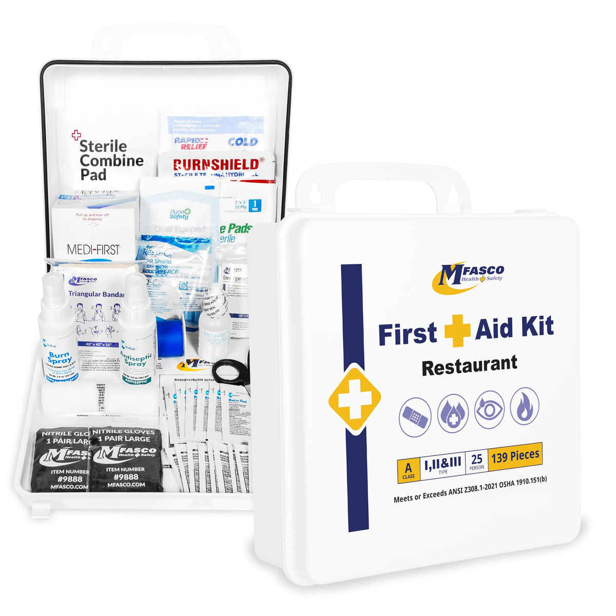 Restaurant First Aid Kit 2021 OSHA Class A Portable & Mountable