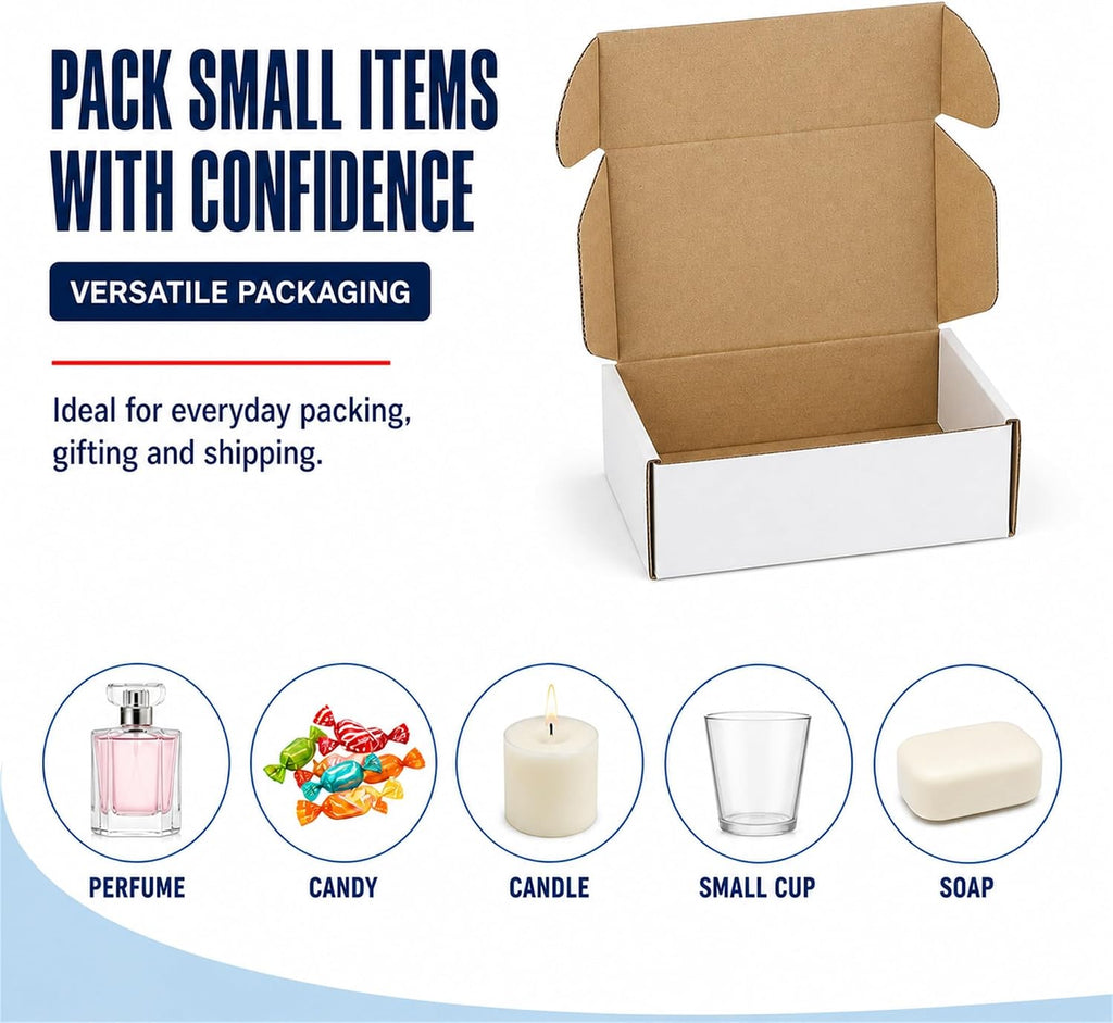 6x4x2 Shipping Boxes 50 Pack, Small Corrugated Cardboard Boxes for Mailing & Shipping, Self Locking Quick Fold Mailer