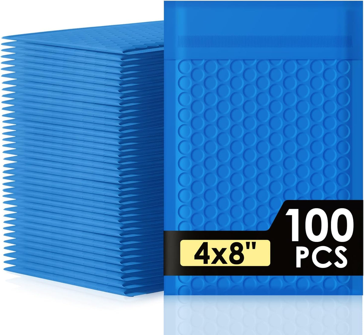 Bubble Mailers 4x8" 100 Pack Blue Padded Envelopes Waterproof Usable Size 4x7 Self-Seal Padded Mailing Envelopes