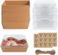 Charcuterie Boxes 20 Pack with Clear Lids, Square Disposable Paper Food Containers to Go Bakery Boxes for