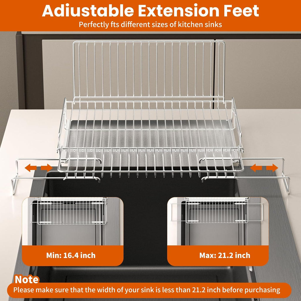 Dish Drying Rack Stainless Steel 304 Expandable Large