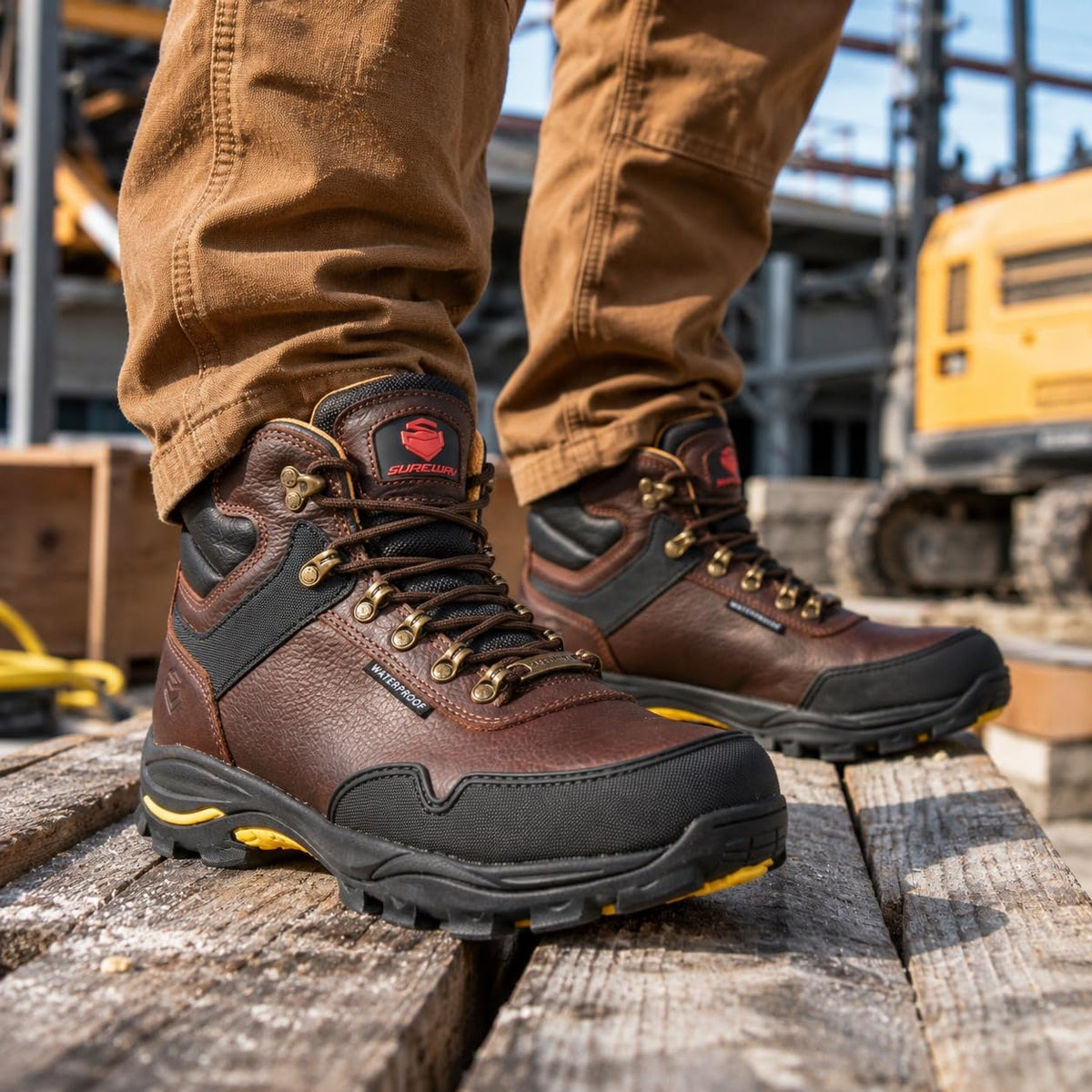 Men's 6 Inch Soft/Steel Toe Waterproof leather Work Boots