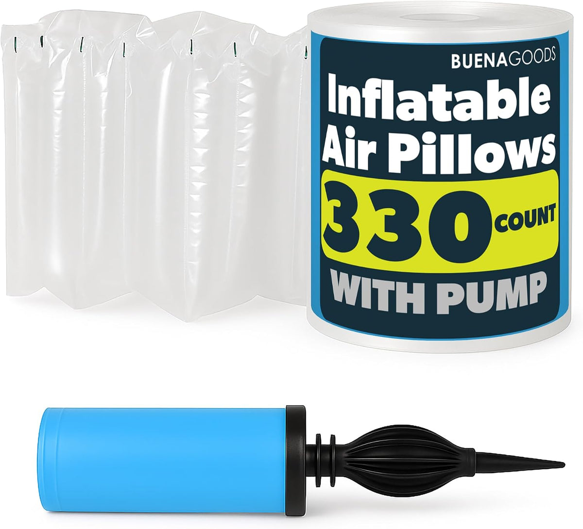 330 Count 4x8 Air Pillows for Shipping with Hand Pump