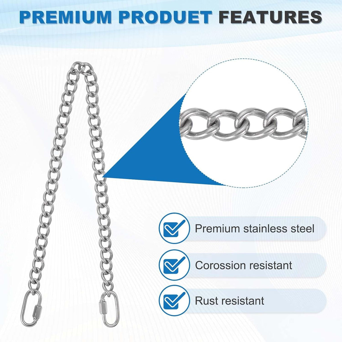 PATIKIL Gate Chain Lock 11.9" 304 Stainless Steel Hanging Chain Lock Silver