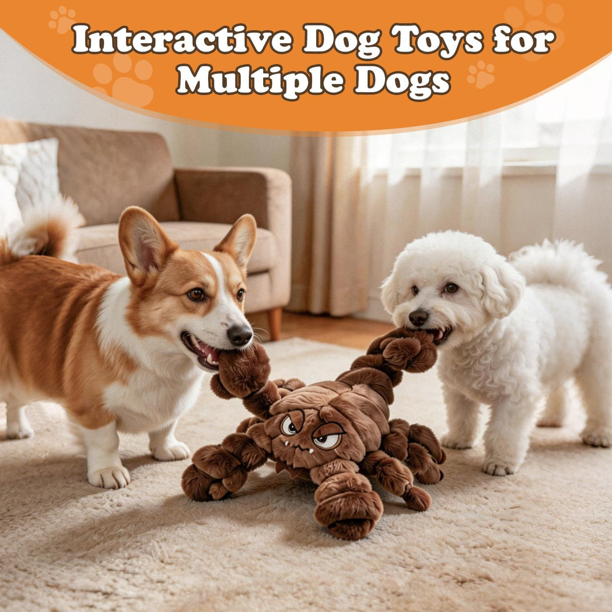Squeaky Plush Dog Toy Interactive Chew Toys for Small Medium Dogs, Tough Crinkle Stuffed Animal Toys to Keep Them