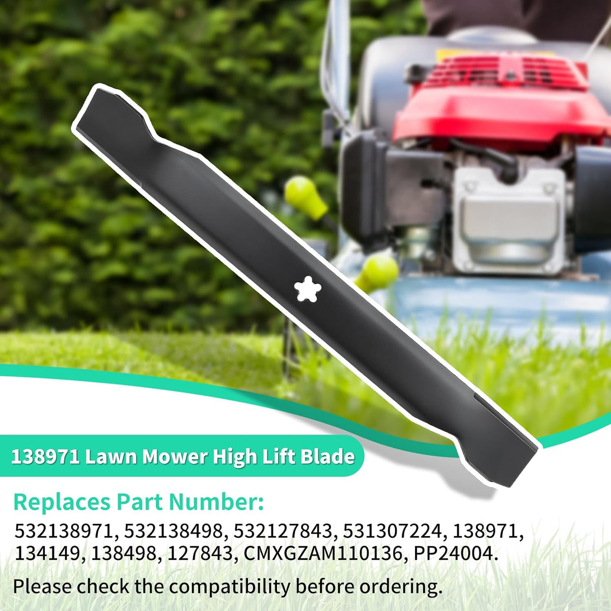 138971 High Lift Blades for 42" Deck, 532138971 Mower Blades Compatible with Craftsman Hus-qvarna Pou LAN Lawn Tractor, Replaces 134149, 127843, 138498, 532127843, 532138498, 2 Pack