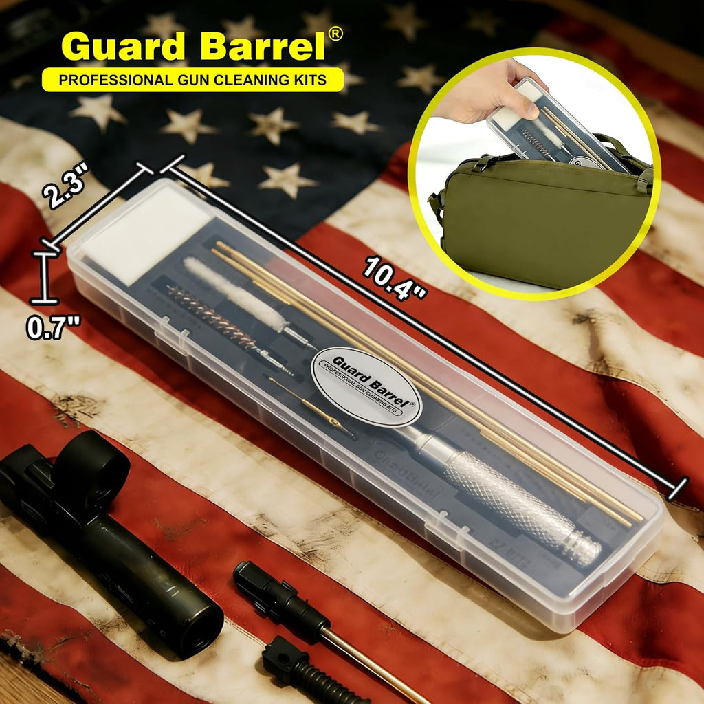 Gun Cleaning Kit for .22 .223Cal 5.56mm .22LR Rifle Pistol Cleaning Kit with Gun Cleaning Patches, Bronze Bore Brush