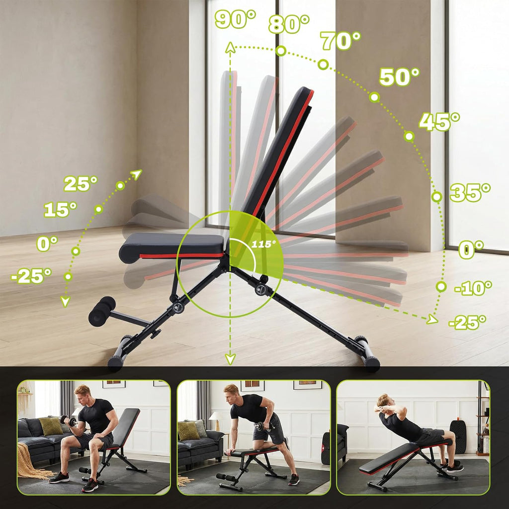 Adjustable Weight Bench for Full Body Strength Training, Foldable Workout Bench with Incline Flat Positions, 795 lbs