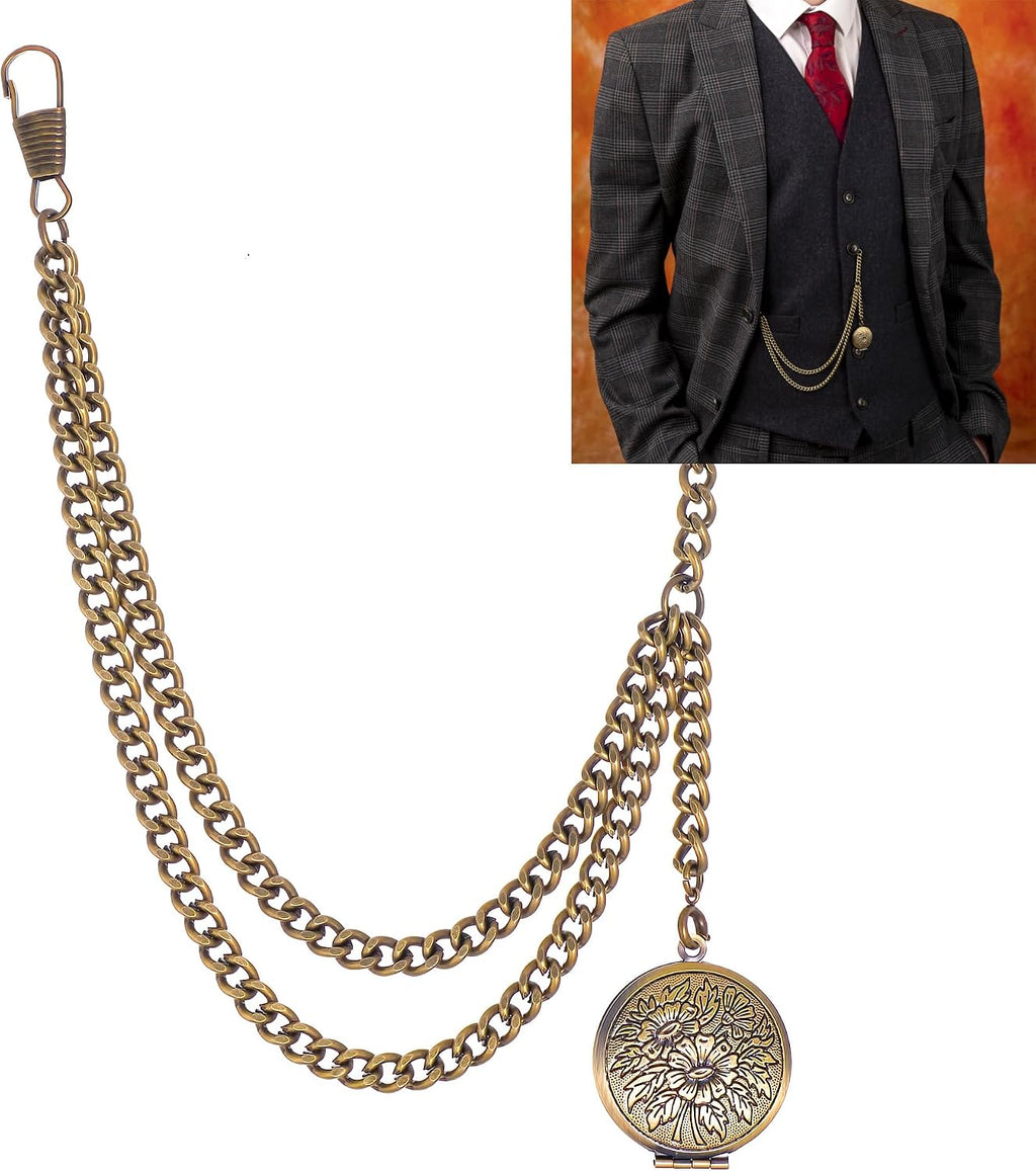 Vintage Single Albert Bronze Pocket Watch Chain