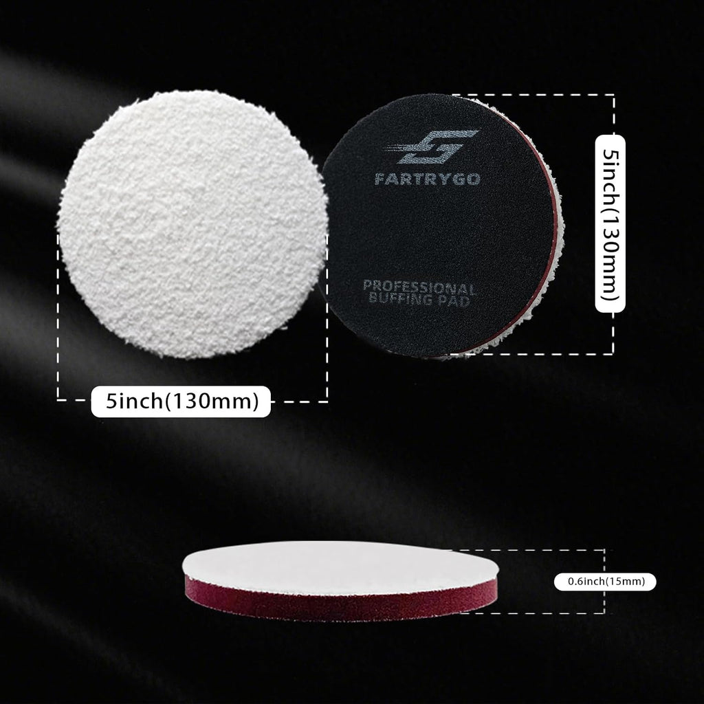 Microfiber Cutting Pads 5 Inch, Heavy Duty Polishing Pads for Dual Action Polisher, Scratch & Swirl Remover, Car
