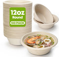 12 oz Paper Bowls Disposable 100-Count, Compostable Bagasse Bowls