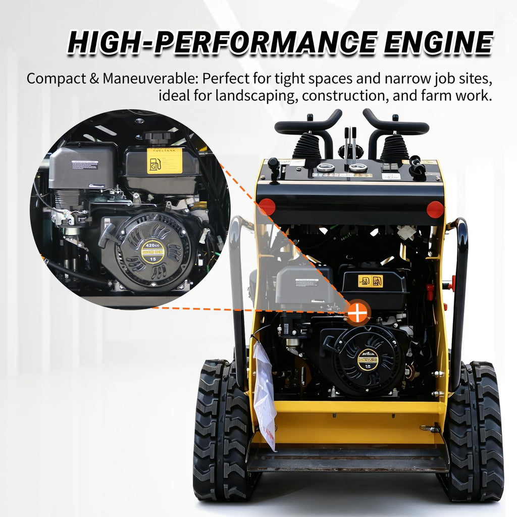 Mini Skid Steer Loader, 13.5HP Gas Engine Stand-On Track Loader