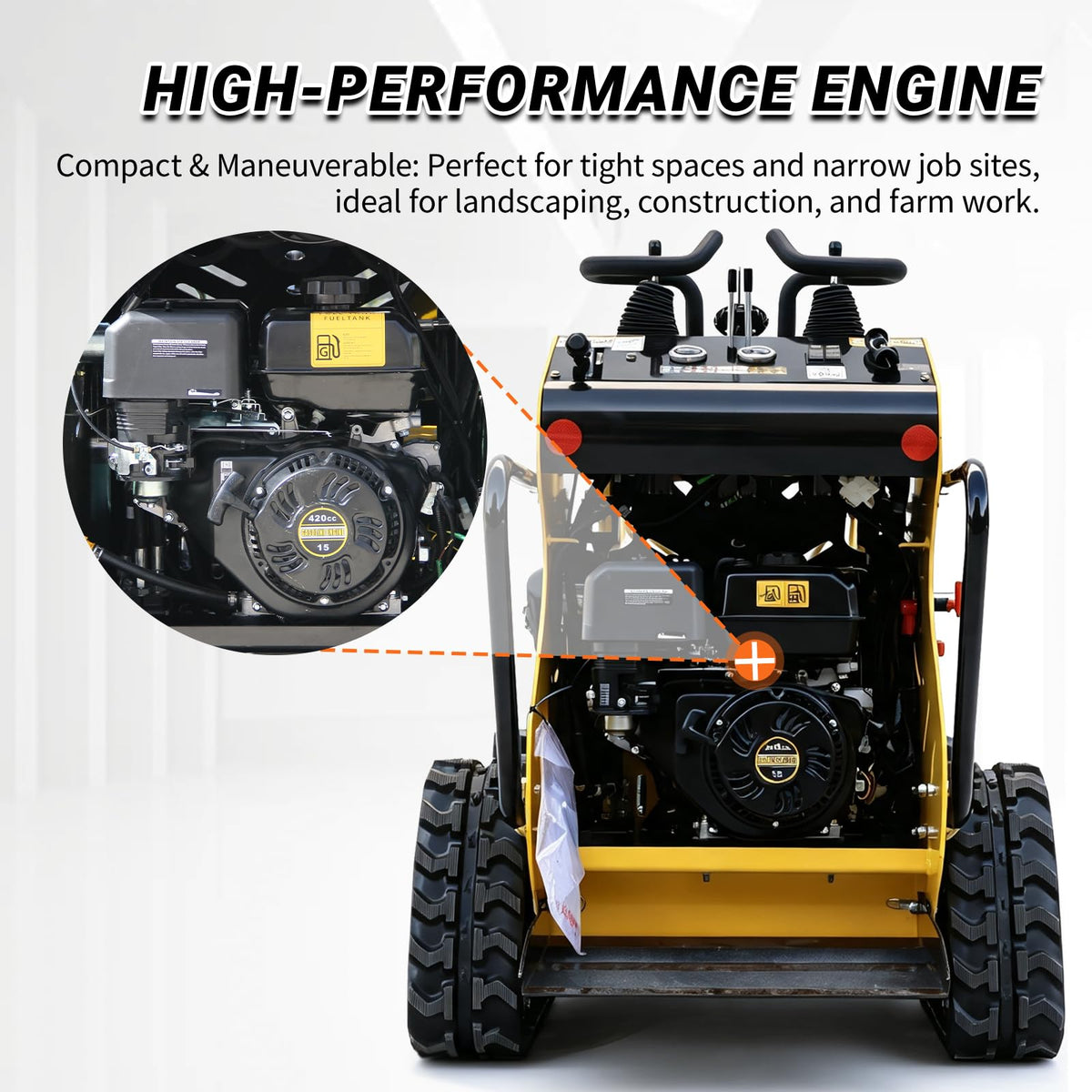 Mini Skid Steer Loader, 13.5HP Gas Engine Stand-On Track Loader