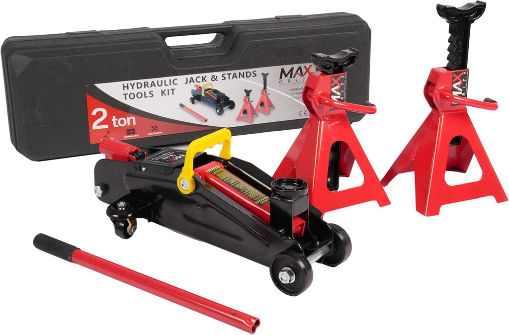 2-Ton (4400 lbs) Hydraulic Low Profile Trolley Garage Service/Floor Jack with Blow Mold Carrying Storage Case and 1