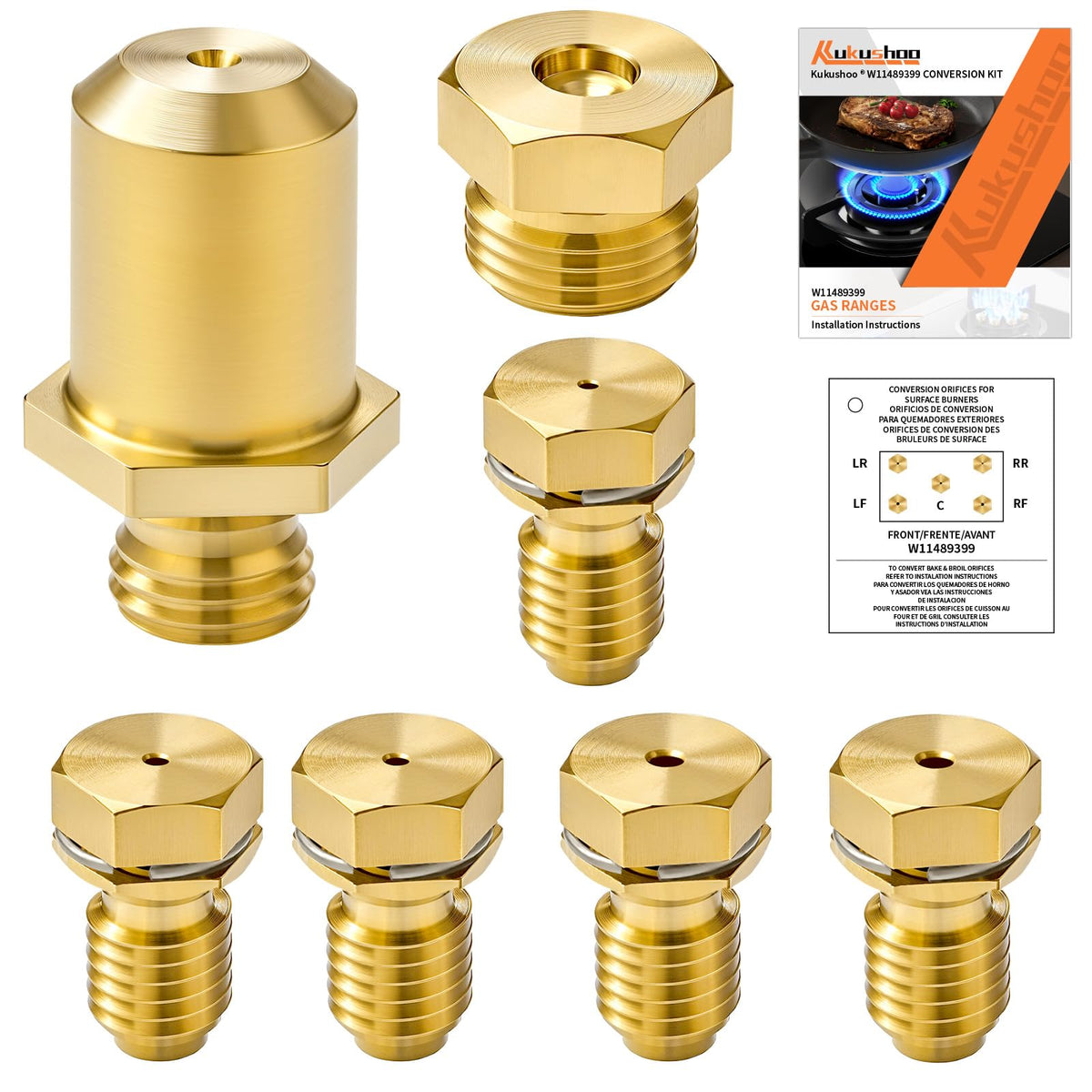 7PCS W11489399 Burner Orifice LP Conversion Kit for Whirlpool Most Burners