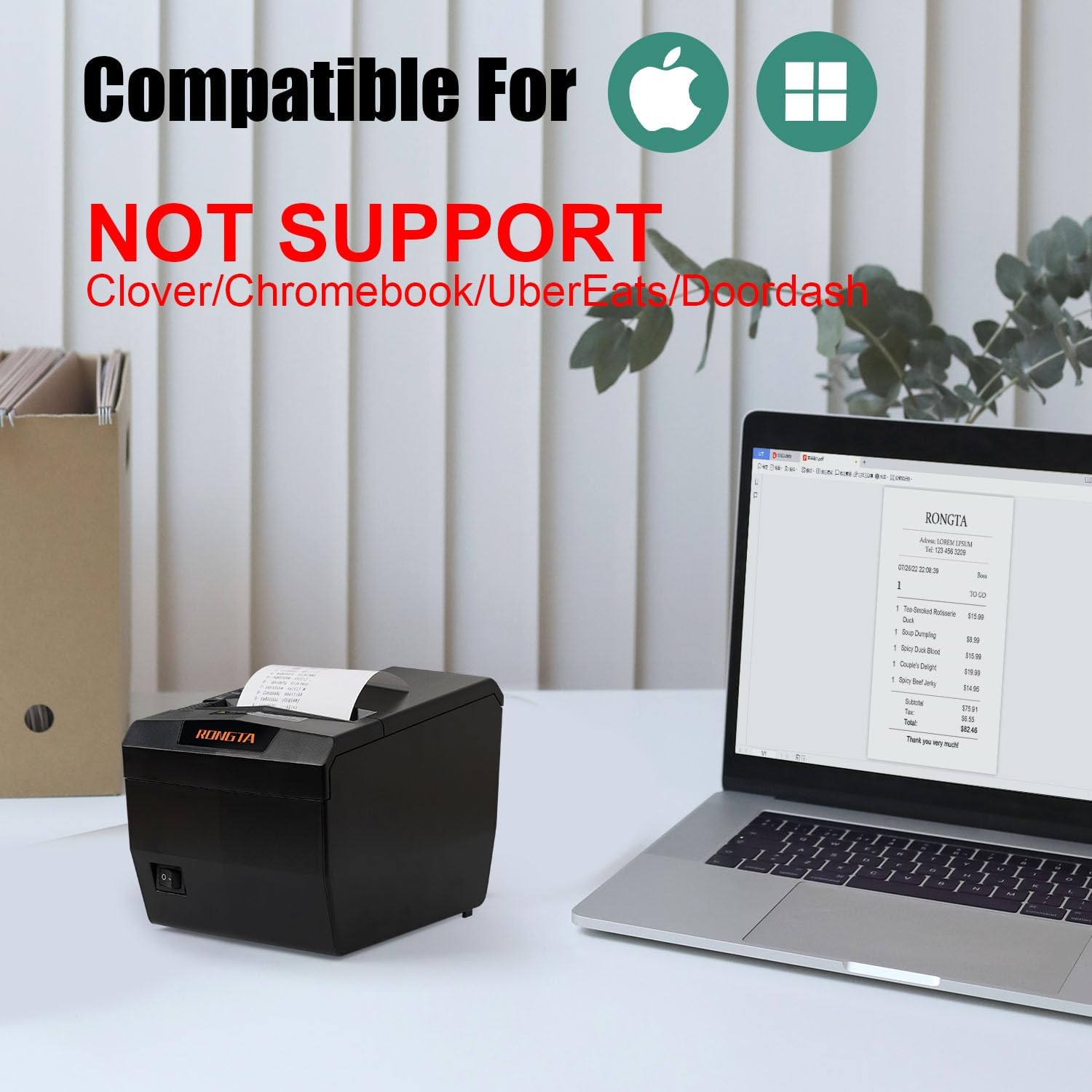 Thermal Receipt Printer with Auto Cut, 80mm, USB/LAN/Serial, RP327 | POS Printer for Retail & Small Businesses